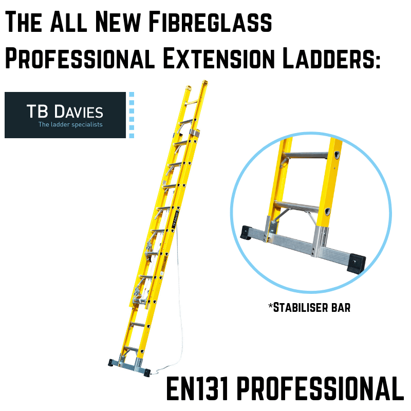 All New Fibreglass Professional Extension Ladders