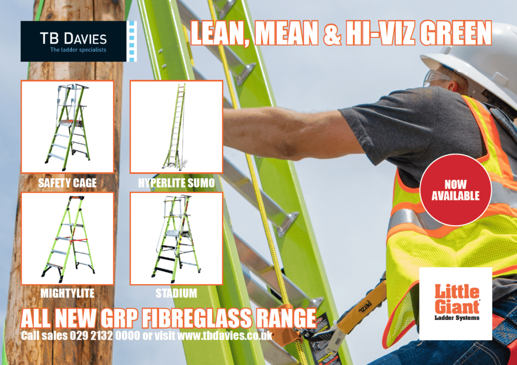 Lean,Mean Hiviz Green-GRP Fibreglass Ladders